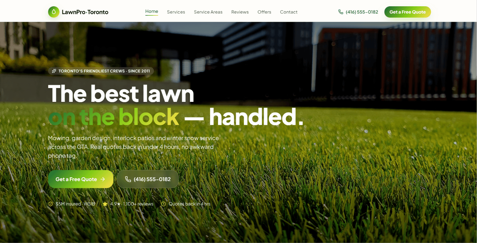 LawnPro Toronto website preview